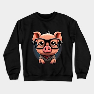 cute pig glasses Crewneck Sweatshirt